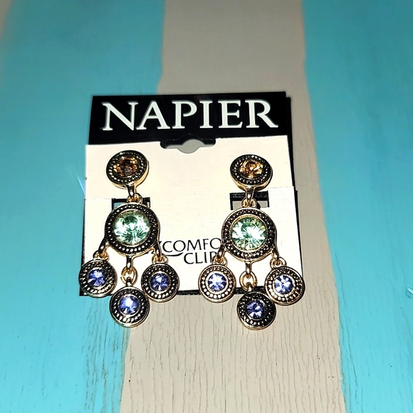 Napier Jewelry - Napier EZ Comfort multicolor clip earrings.